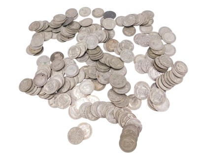 Lot 446 - A quantity of pre 1946 part silver sixpences,...