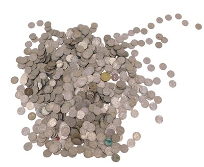 Lot 451 - A large quantity of cupronickel sixpences.