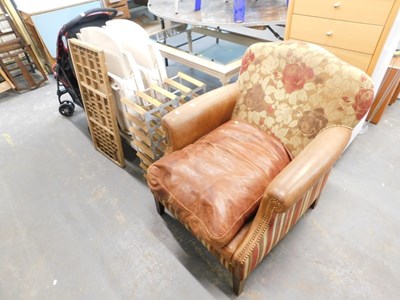 Lot 1517 - A 20thC part leather and upholstered club...