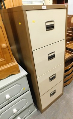 Lot 1510 - A metal two tone four drawer filing cabinet,...