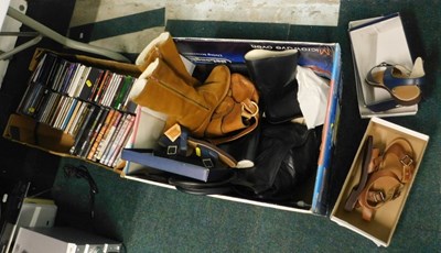 Lot 2200 - A quantity of ladies shoes, handbags, and DVDs,...