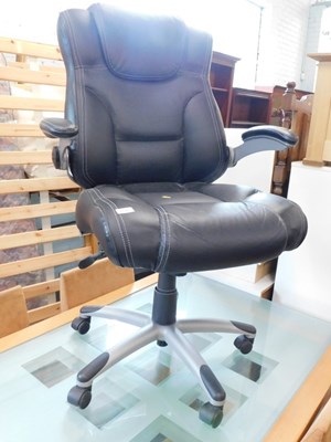 Lot 1574 - A black leatherette upholstered gaming chair.