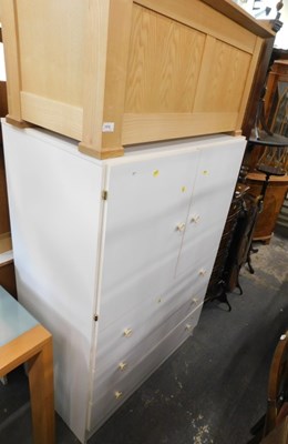 Lot 1576 - An oak blanket chest, a white melamine...