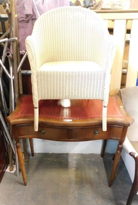 Lot 1585 - A cream painted wicker Lloyd Loom style tub...