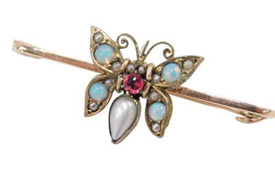 Lot 305 - A Victorian butterfly bar brooch, set with a...