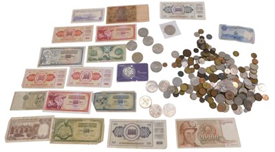 Lot 465 - A quantity of foreign coins, crowns, banknotes,...