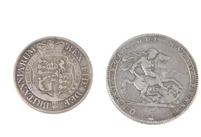 Lot 471 - A George III 1817 silver two shilling, and a...