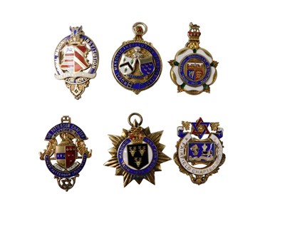 Lot 524 - Masonic silver and enamel jewels, comprising...