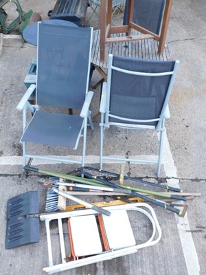 Lot 1641 - Various garden tools, together with two step...