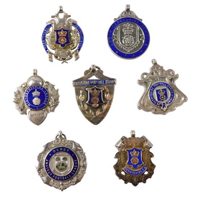 Lot 542 - Derbyshire Football Association silver enamel...