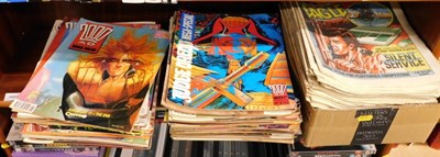 Lot 1665 - Various 2000AD comics, together with Eagle...