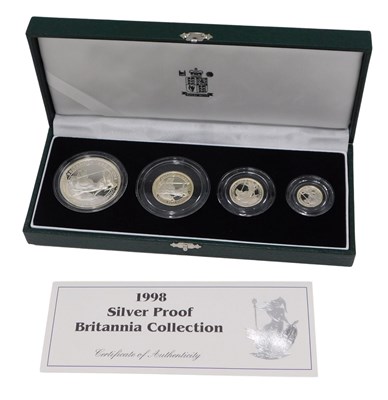Lot 519 - A 1998 silver proof Britannia four coin...