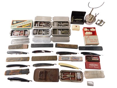 Lot 573 - Assorted cut throat razors, Rolls razors,...