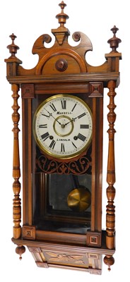 Lot 579 - A late 19thC Vienna wall clock, the painted...