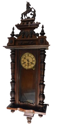 Lot 845 - A late 19thC Vienna wall clock, in a walnut...