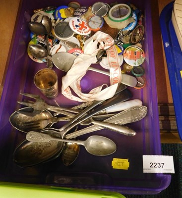 Lot 2237 - Flatware, together with a silver plated drinks...