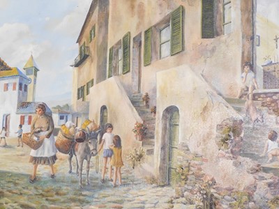Lot 689 - C Steer. Continental village scene with...