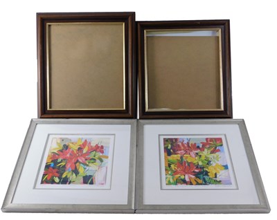 Lot 606 - Judith Bridgland. Red azaleas and yellow...