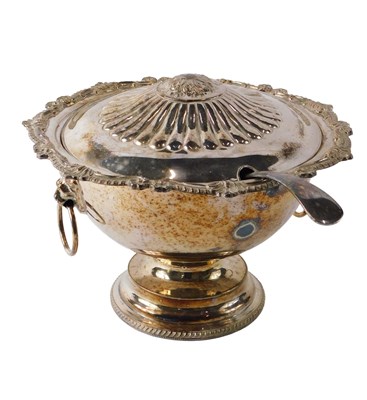Lot 728 - A silver plated punch bowl, with a part fluted...