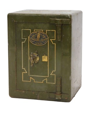 Lot 853 - A green painted cast iron Sentry safe, with...