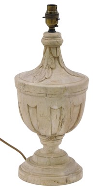 Lot 795 - A carved hardwood table lamp base, of urn form,...