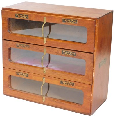 Lot 870 - A vintage shop cabinet, with three glazed...