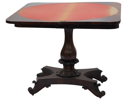 Lot 883 - A William IV rosewood card table, the...