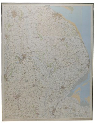 Lot 929 - A large framed and mounted Ordnance Survey map...