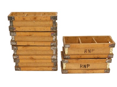 Lot 648 - Six small rectangular wood and metal bound...