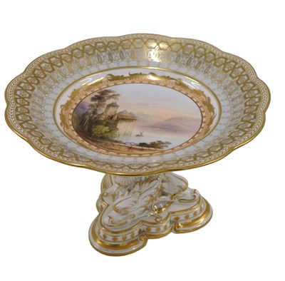 Lot 750 - A 19thC Davenport porcelain tazza, decorated...