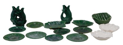 Lot 770 - Various Wedgwood style 19thC green leaf...