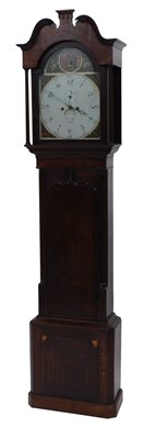 Lot 826 - An early 19thC longcase clock, the painted...