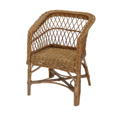 Lot 837 - A child's wicker tub shaped chair, 34cm wide.