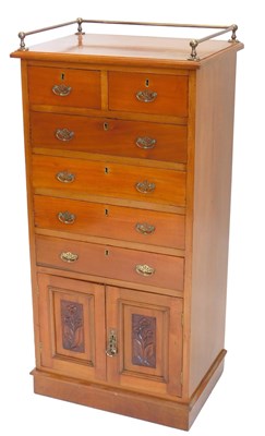 Lot 846 - A late 19th/early 20thC walnut side cabinet,...