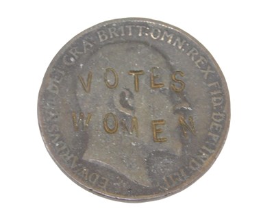 Lot 587 - A 1910 Edward VII penny, stamped Votes for Women.