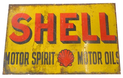 Lot 17 - An early 20thC Shell enamel double sided sign,...