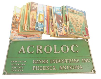 Lot 55 - An Acroloc cast metal sign, green ground,...