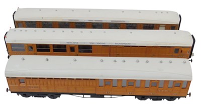 Lot 481 - Kit built O gauge LNER teak coaches, including...
