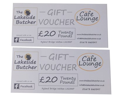 Lot 102 - 2 x £20 vouchers for the Cafe Lounge, Unit 2...