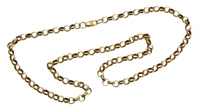 Lot 101 - A 9ct gold belcher link neck chain, on a...