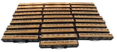 Lot 611 - Hornby OO gauge LNER teak coaches, most...