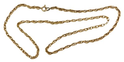 Lot 117 - A double cable link neck chain, on a bolt ring...