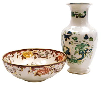 Lot 33 - A Masons ironstone Chartreuse pattern vase, of...
