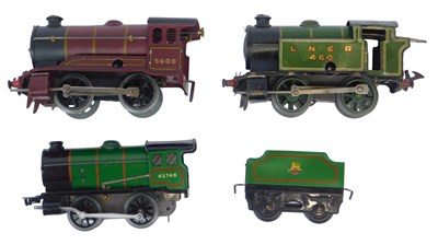 Lot 569 - Two Hornby trains O gauge tinplate clockwork...