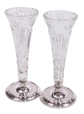 Lot 204 - A pair of cut glass and loaded silver footed...