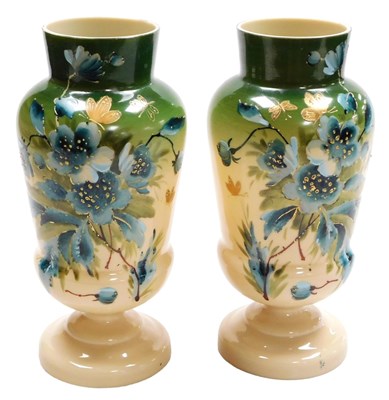 Lot 35 - A pair of late 19thC Continental milk glass...