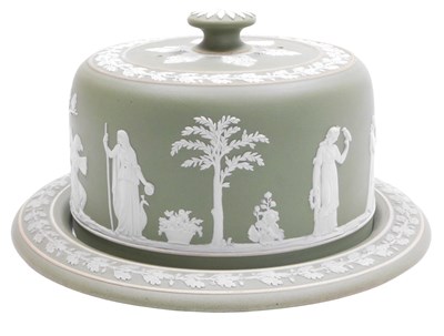 Lot 40 - A late 19thC Wedgwood green Jasperware Stilton...