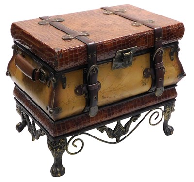 Lot 47 - A contemporary faux skin and canvas bound...