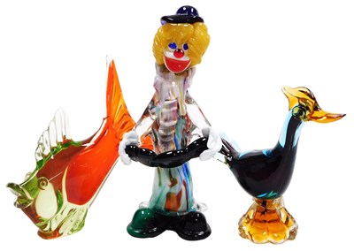 Lot 48 - A Murano glass figure of a clown, playing a...