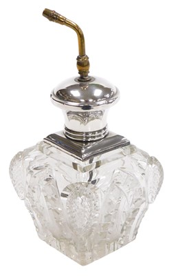 Lot 208 - An early 20thC cut glass atomiser, with a...